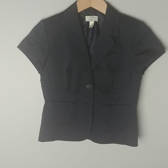 Loft Button Down Navy Blue Lined Short Sleeve Jacket. - Picture 1 of 9